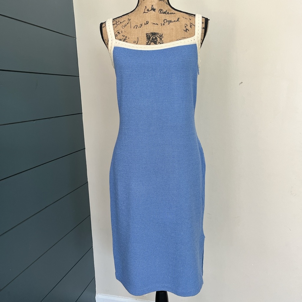 Vintage 90s St. John Collection By Marie Gray Spaghetti Strap Blue Dress
